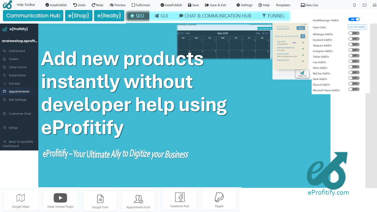 Add new products instantly without developer help using eProfitify